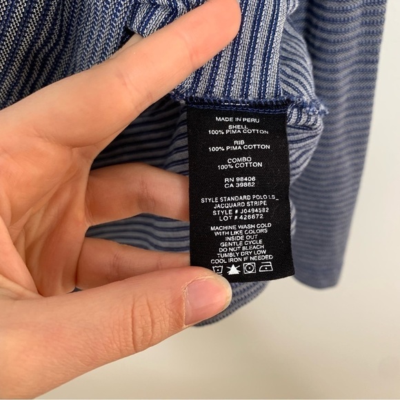 Theory blue stripe knit long sleeve polo top - Picture 4 of 7